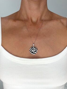 Sterling Silver & Crystal Zebra Pendant Necklace